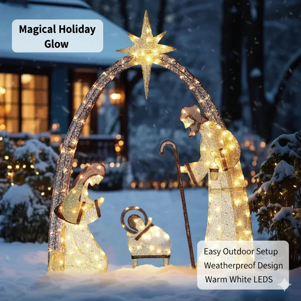 Outdoor Lighting Effects - Świąteczny krajobraz bożonarodzeniowy o wysokości 1,67