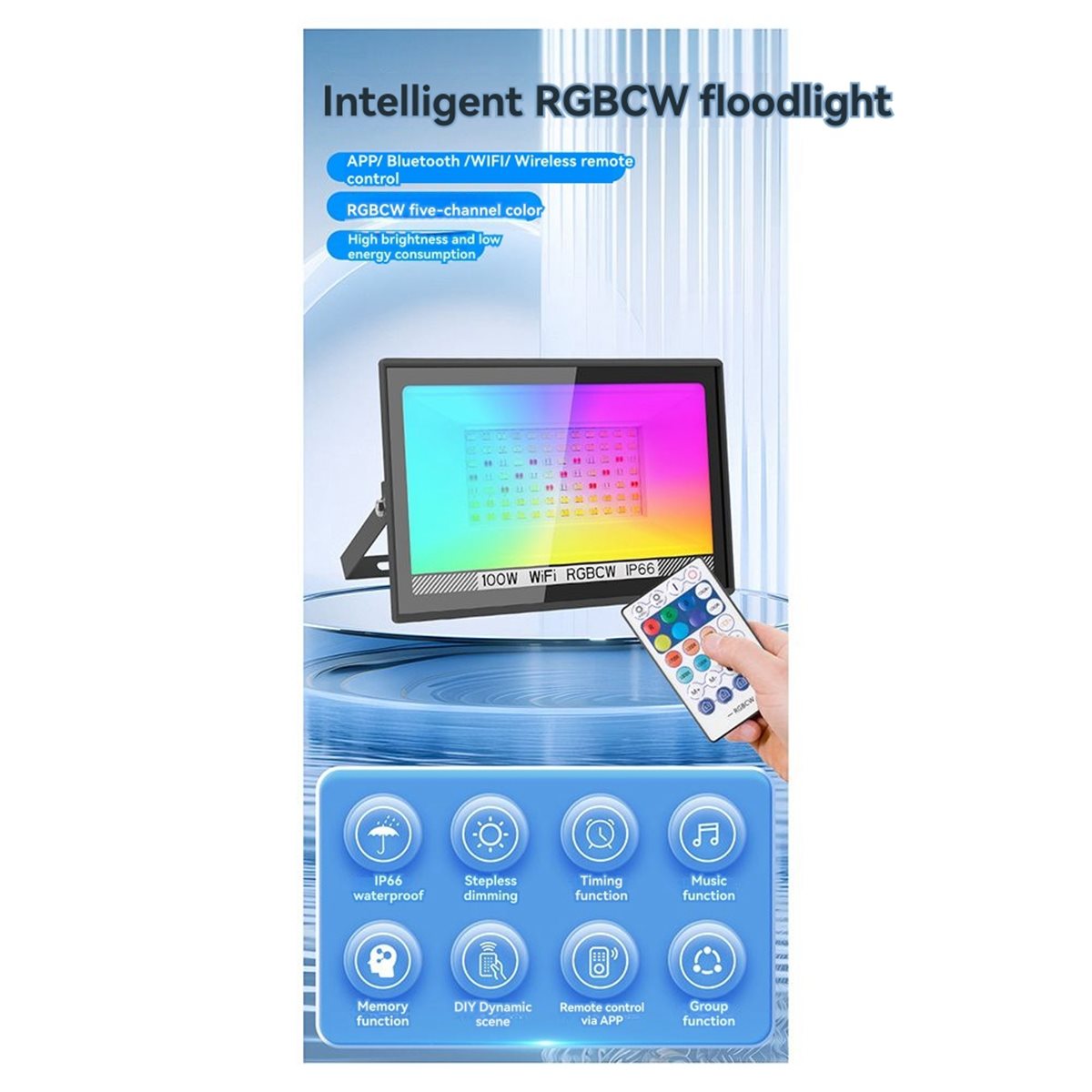 Outdoor Lighting Uk - Reflektor LED RGBCW 100W z pilotem
