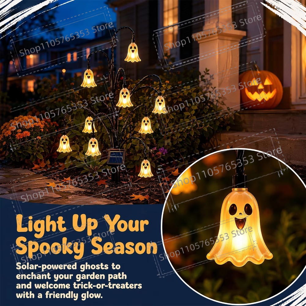 Outdoor Lighting Pathway - Halloweenowa lampa solarna na paliku do